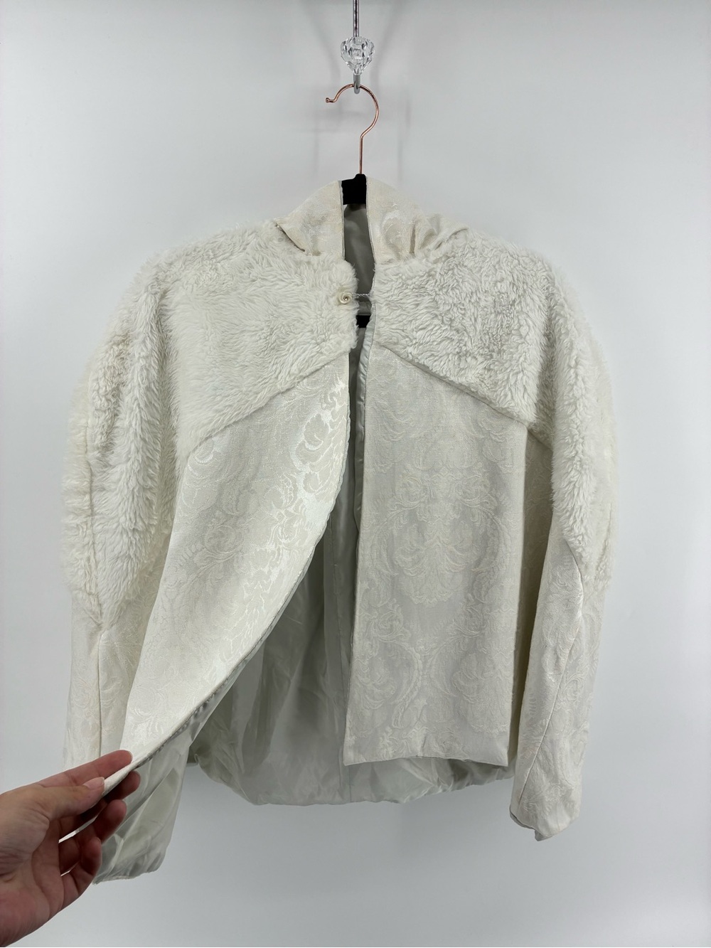 Faux Fur Paisley Hooded Winter Wedding Shawl